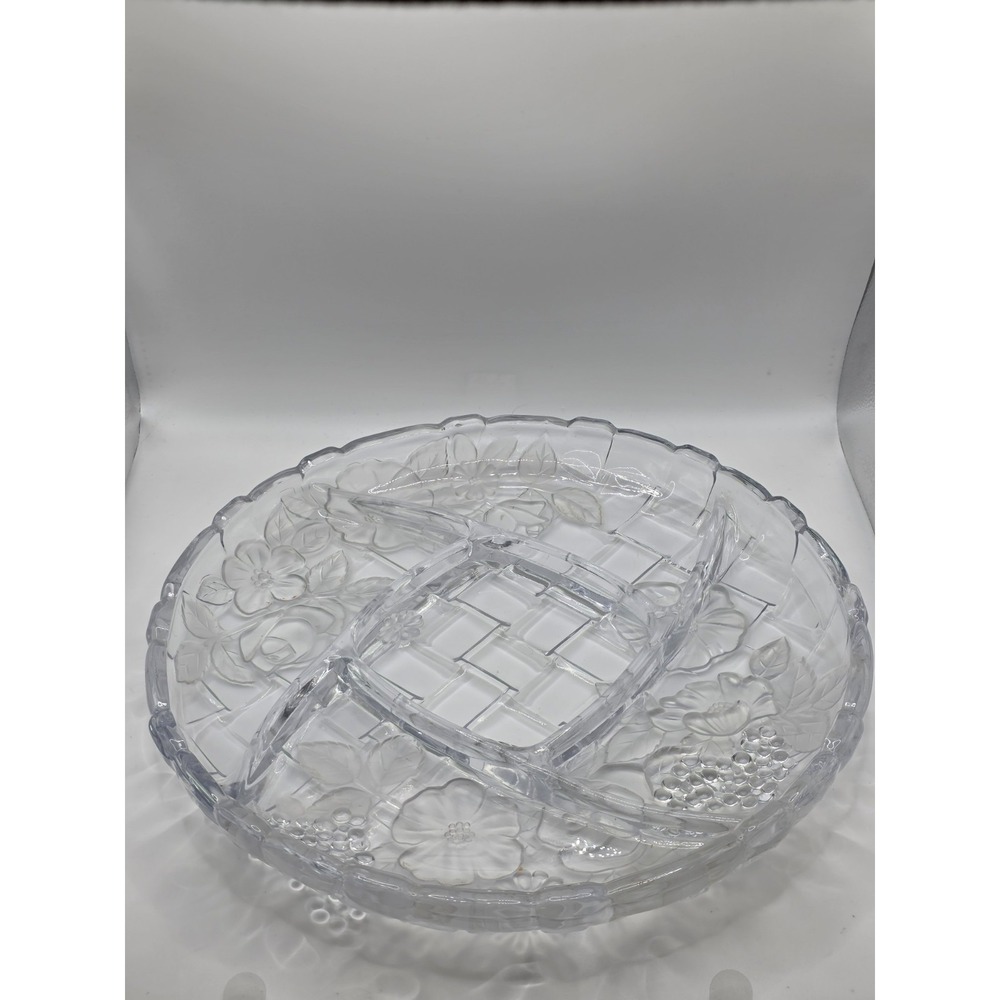 Crystal Clear Industries Napoli Chip & Dip Frosted Crystal Platter 12.5"